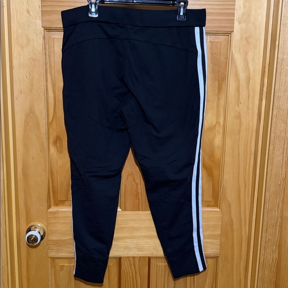 Athleta Woman’s Black Joggers with White Stripe Accents, Size Large Petite. - Picture 7 of 15